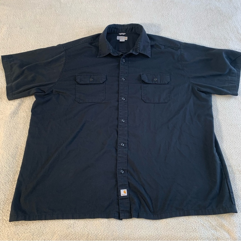 Carhartt Shirt Mens 4XL Black Two Pocket Button Up Short Sleeve